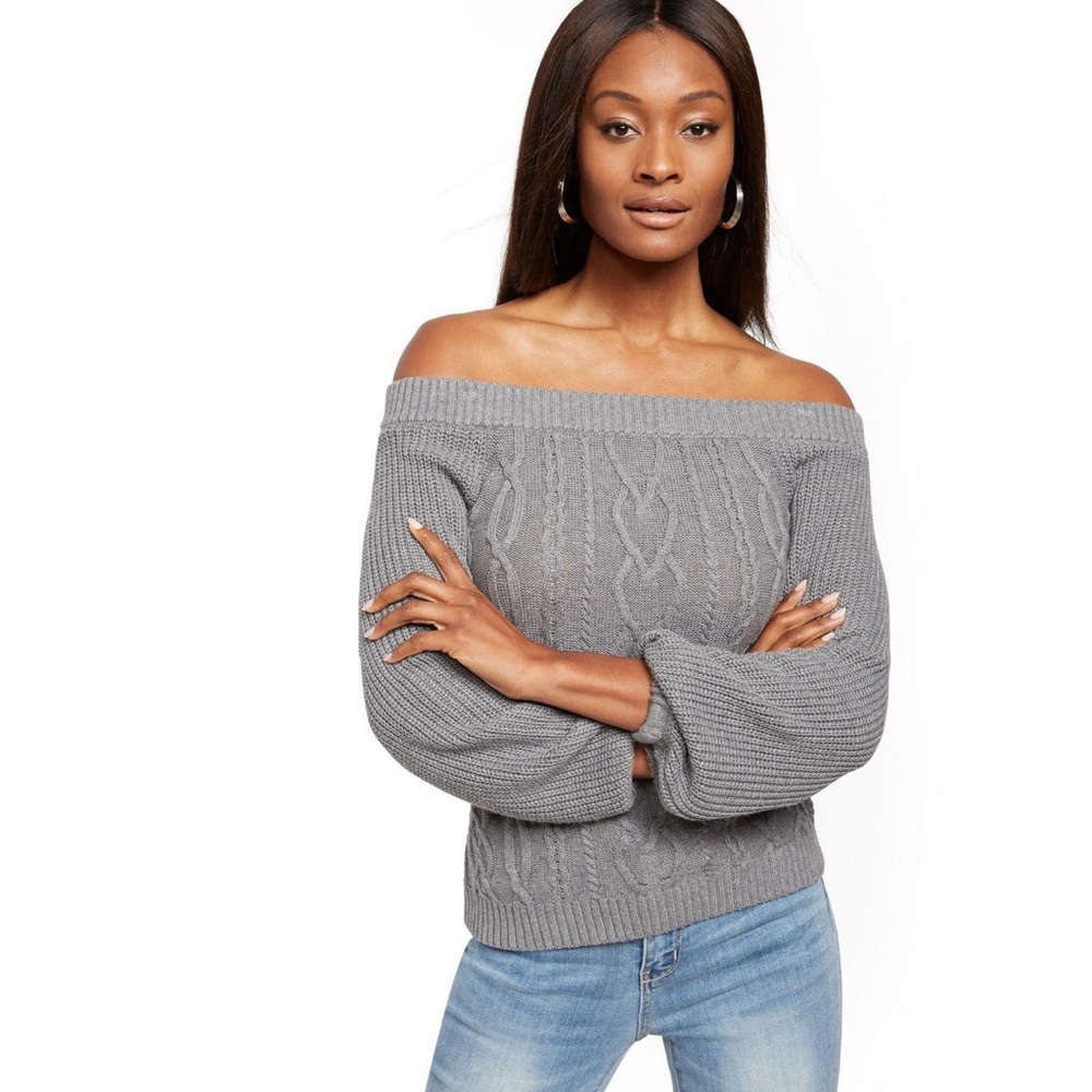 Off-The-Shoulder Cable-Knit Sweater